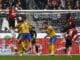 HANOVER, GERMANY - APRIL 15: Niclas Fuellkrug of Hannover shoot the Goal 1:0 during the Second Bundesliga match between Hannover 96 and Eintracht Braunschweig at HDI-Arena on April 15, 2017 in Hanover, Germany. (Photo by Joachim Sielski/Bongarts/Getty Images)